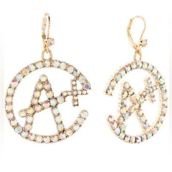 Betsey Johnson A+ School Collection Drop Earrings Pave Iridescent Crystal NWT - Picture 2 of 6